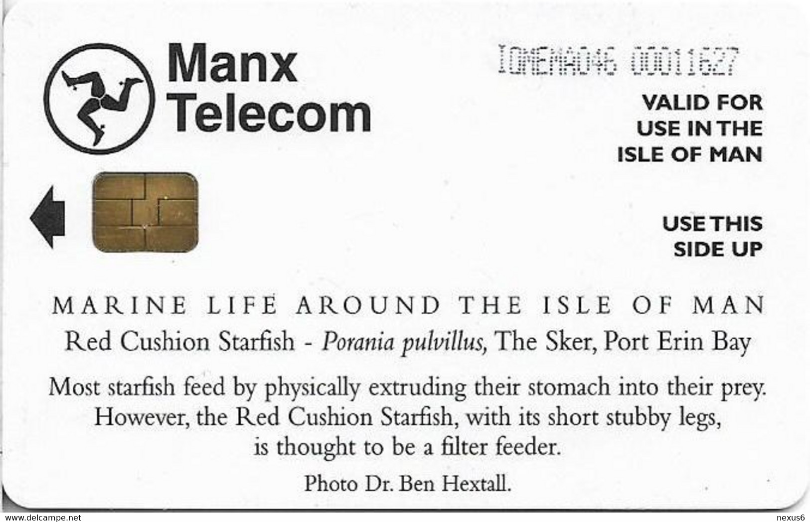 Isle Of Man - Chip - Red Cushion Starfish - 21U, 2001, 20.000ex, Used - Man (Isle Of)