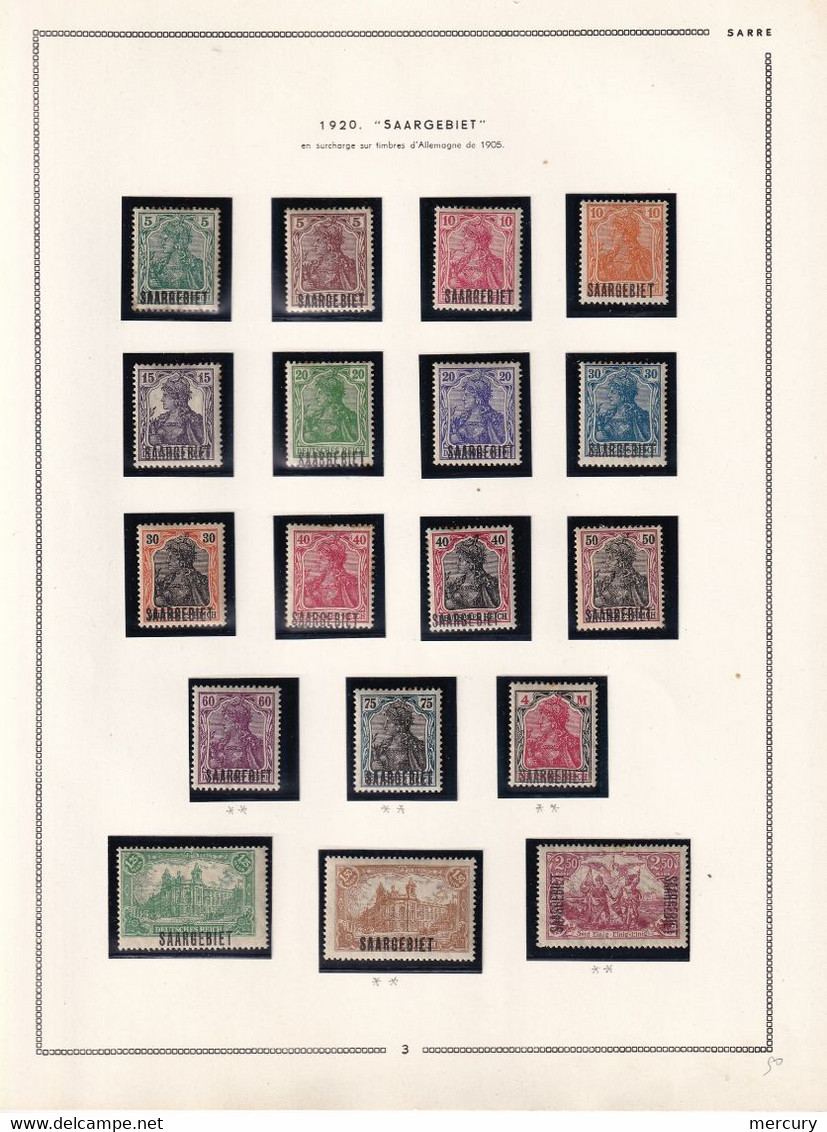 SARRE - Belle Collection Neuve Jusqu'en 1956 TTB Avec Les Blocs Et Des Bons Timbres - 36 Scans - Verzamelingen & Reeksen