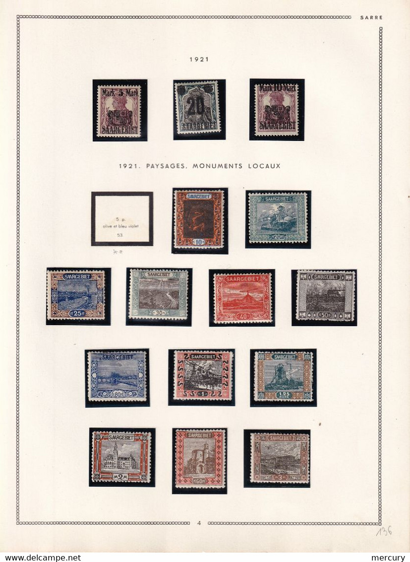 SARRE - Belle collection neuve jusqu'en 1956 TTB avec les blocs et des bons timbres - 36 scans