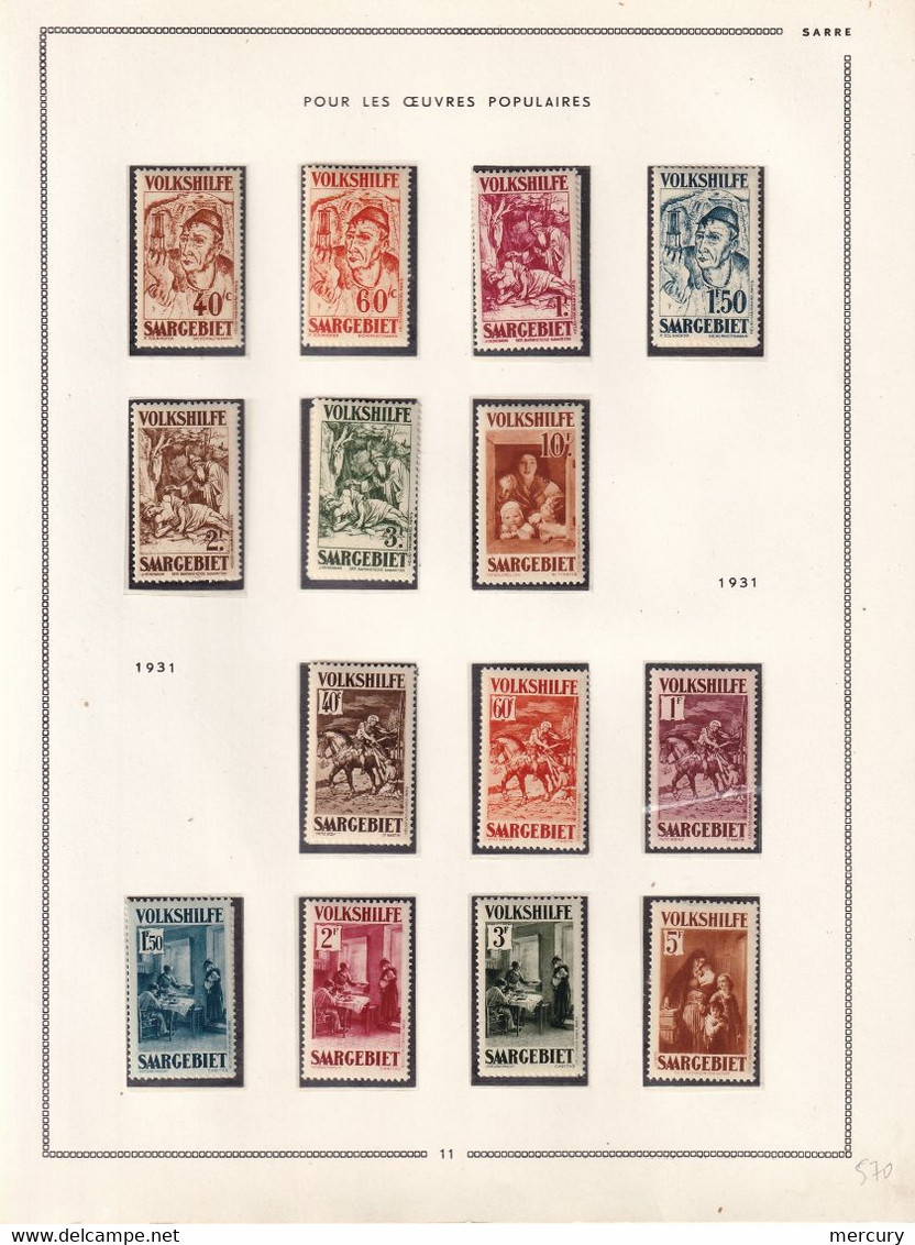 SARRE - Belle collection neuve jusqu'en 1956 TTB avec les blocs et des bons timbres - 36 scans