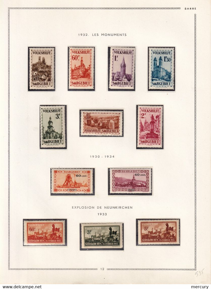 SARRE - Belle collection neuve jusqu'en 1956 TTB avec les blocs et des bons timbres - 36 scans