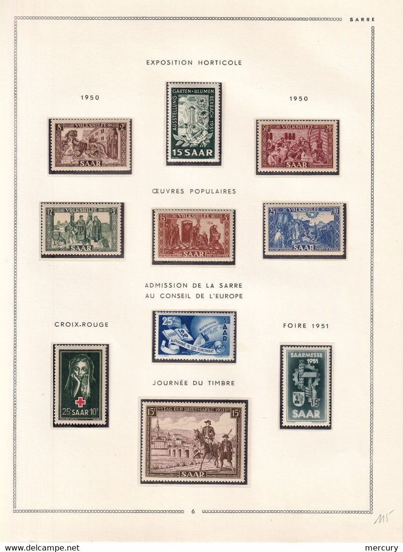 SARRE - Belle collection neuve jusqu'en 1956 TTB avec les blocs et des bons timbres - 36 scans