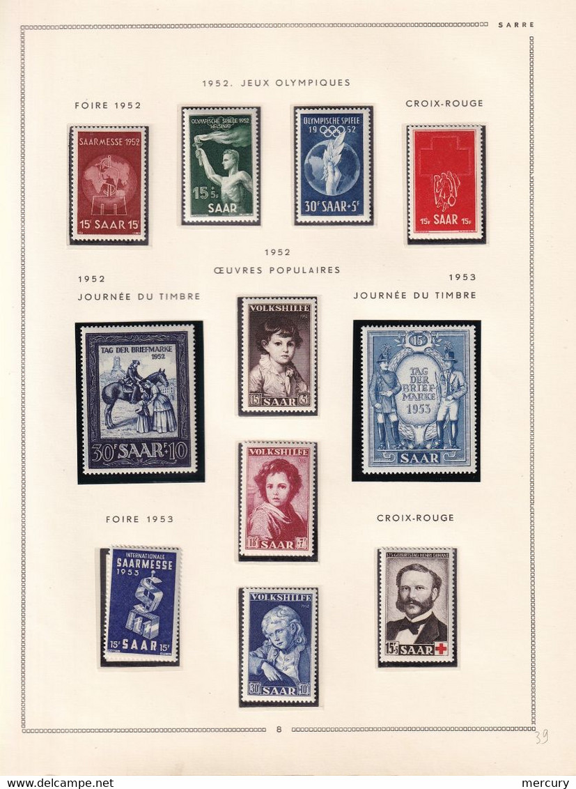 SARRE - Belle collection neuve jusqu'en 1956 TTB avec les blocs et des bons timbres - 36 scans