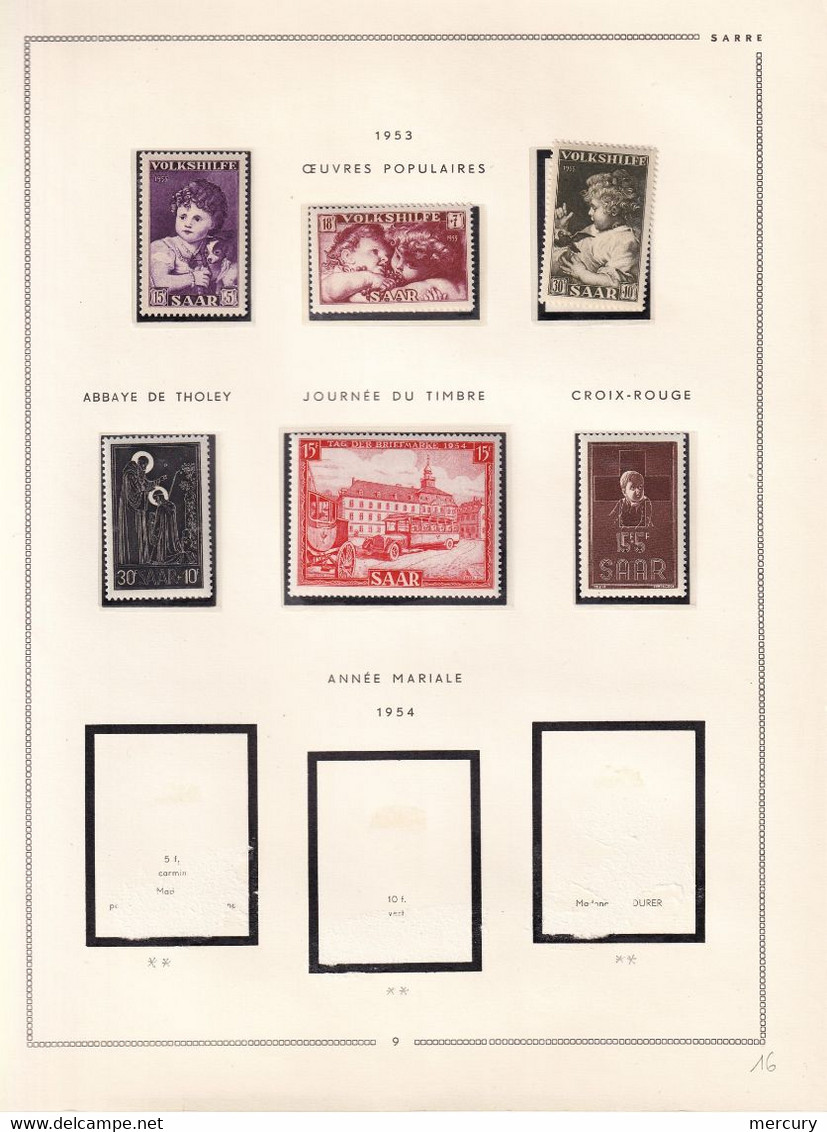 SARRE - Belle collection neuve jusqu'en 1956 TTB avec les blocs et des bons timbres - 36 scans