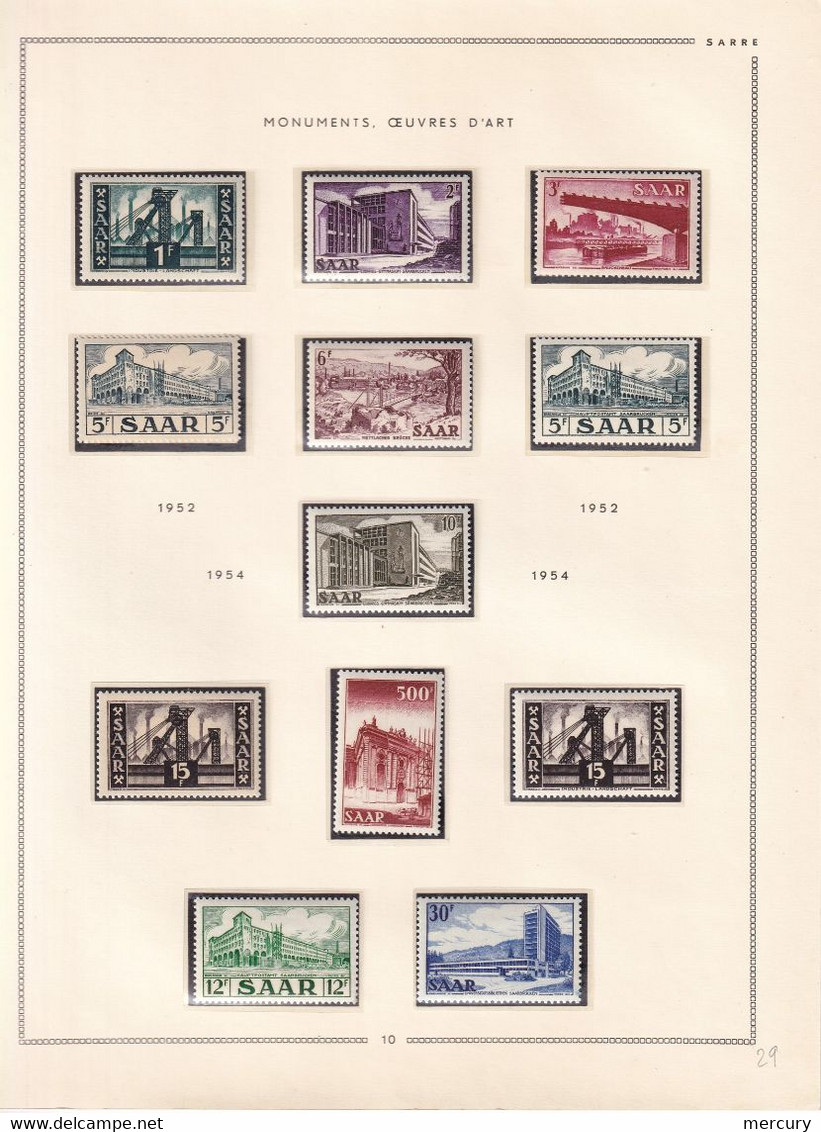 SARRE - Belle collection neuve jusqu'en 1956 TTB avec les blocs et des bons timbres - 36 scans