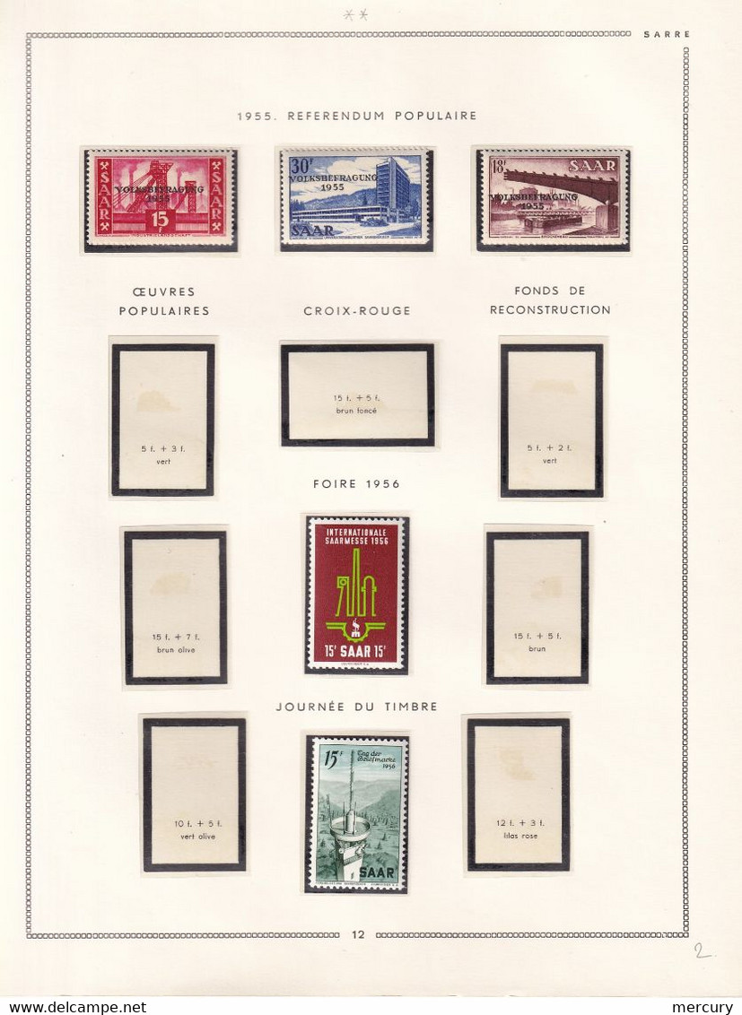 SARRE - Belle collection neuve jusqu'en 1956 TTB avec les blocs et des bons timbres - 36 scans