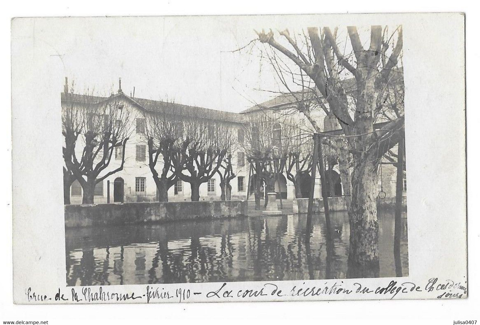 SAINT DIDIER SUR CHALARONNE Ou Environs (01) Carte Photo Crue De La Chalaronne 1910 Cour Du College - Zonder Classificatie