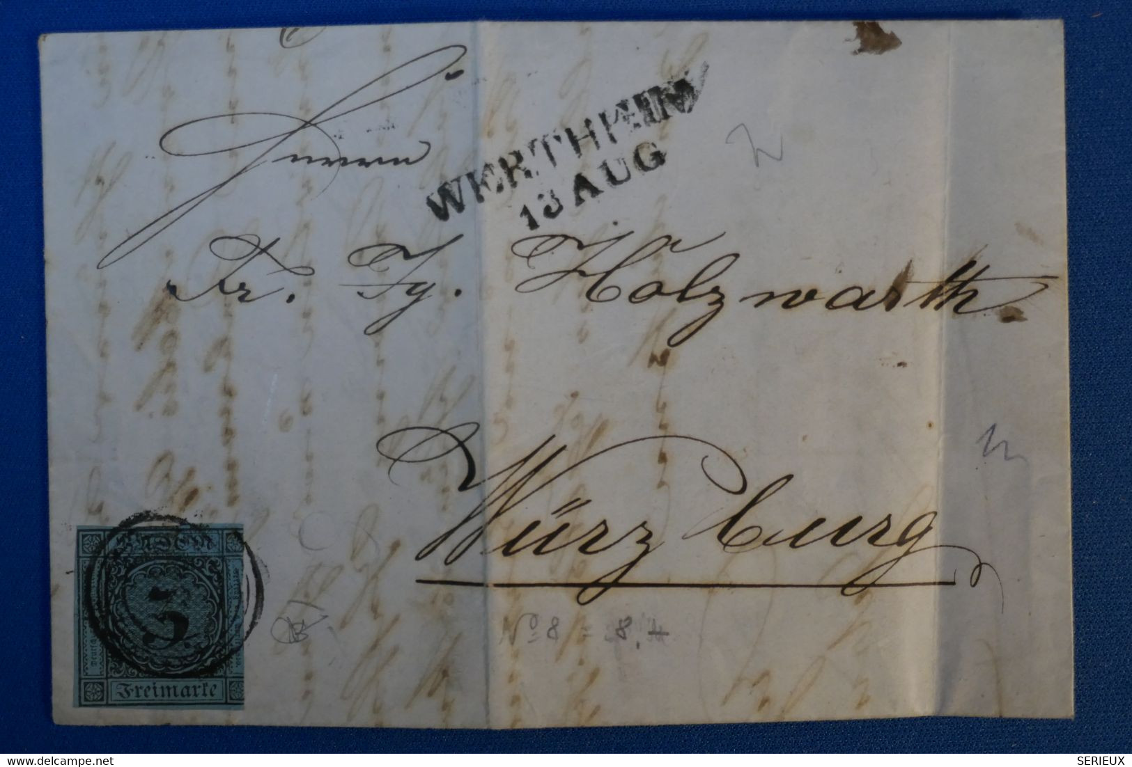 C BADEN  BELLE LETTRE SIGNEE1859 PETIT BUREAU WERTHEIM  POUR WURZBURG ALLEMAGNE+ AFRANCHISSEMENT INTERESSANT - Brieven En Documenten