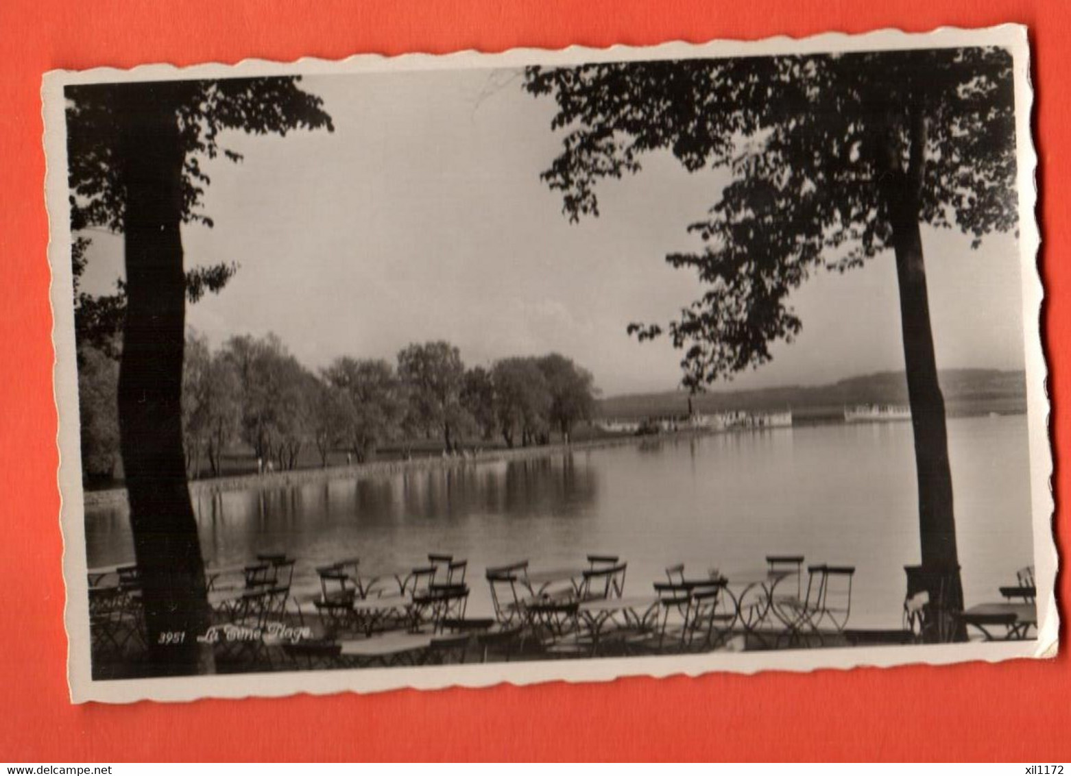 ZHB-06  Restaurant Du Jura à La Tène-Plage Marin-Epagnier Neuchâtel Terrasse Lac. Circ. 1937. Perrochet-Phototypie 3951 - Marin