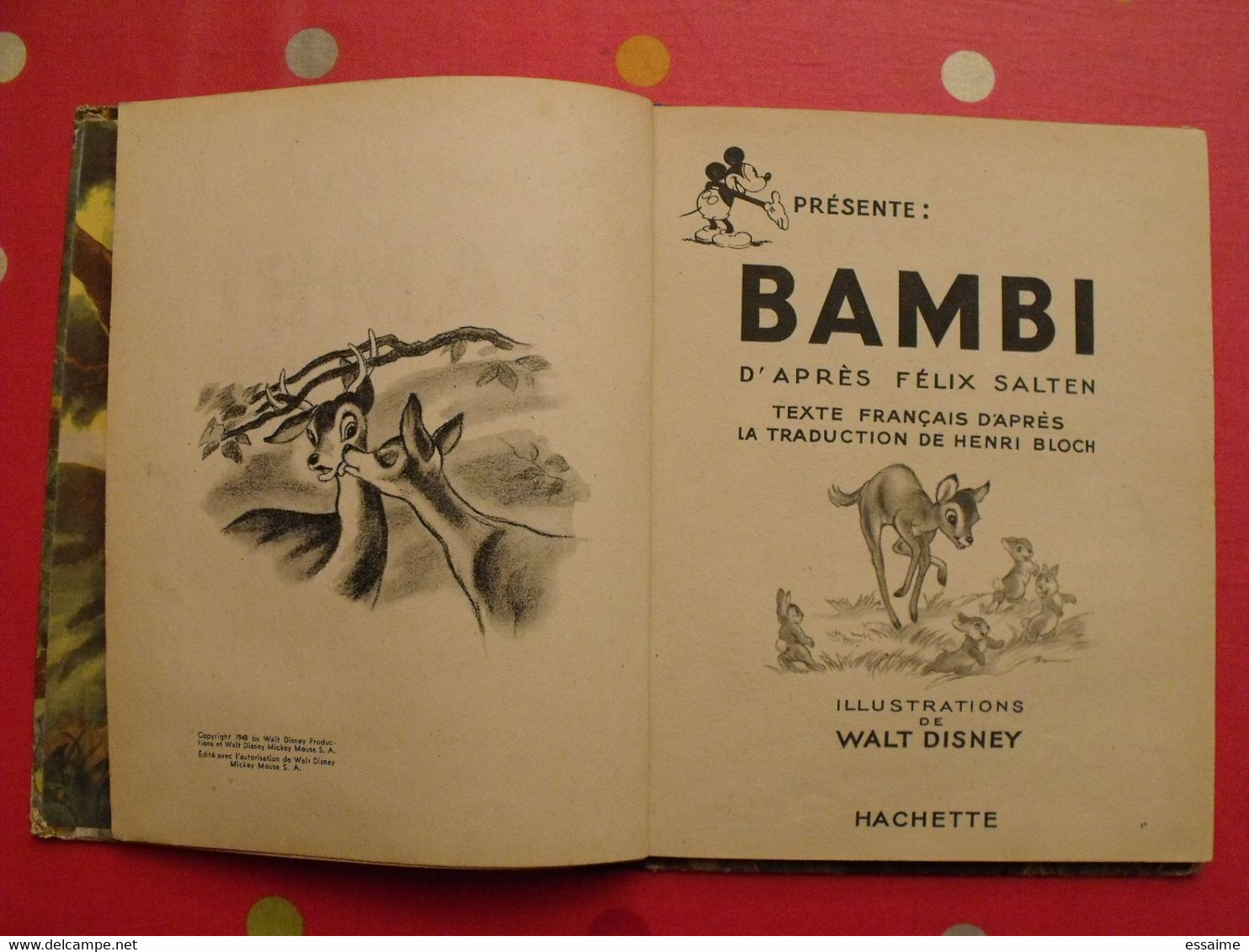 Walt Disney. Bambi D'après Félix Salten. Hachette 1948 - Hachette