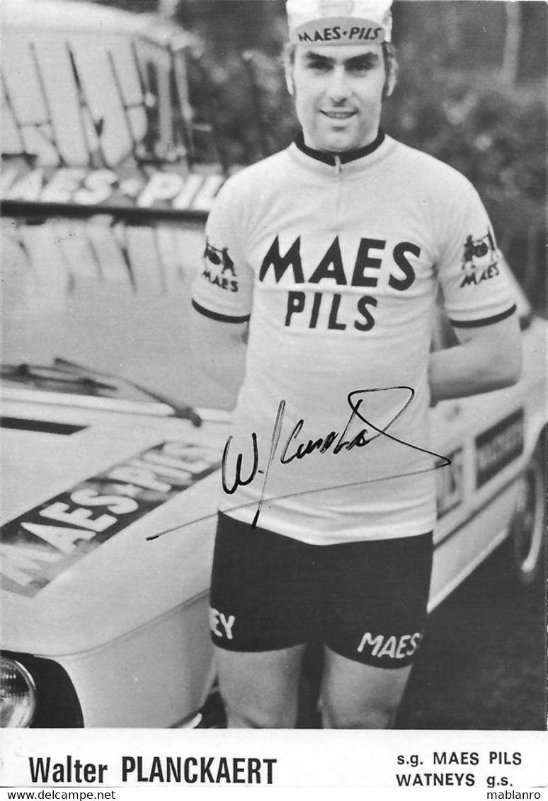 CARTE CYCLISME WALTER PLANCKAERT TEAM MAES - PILS 1975 ( DECOUPE, FORMAT 10 X 15 ) - Wielrennen