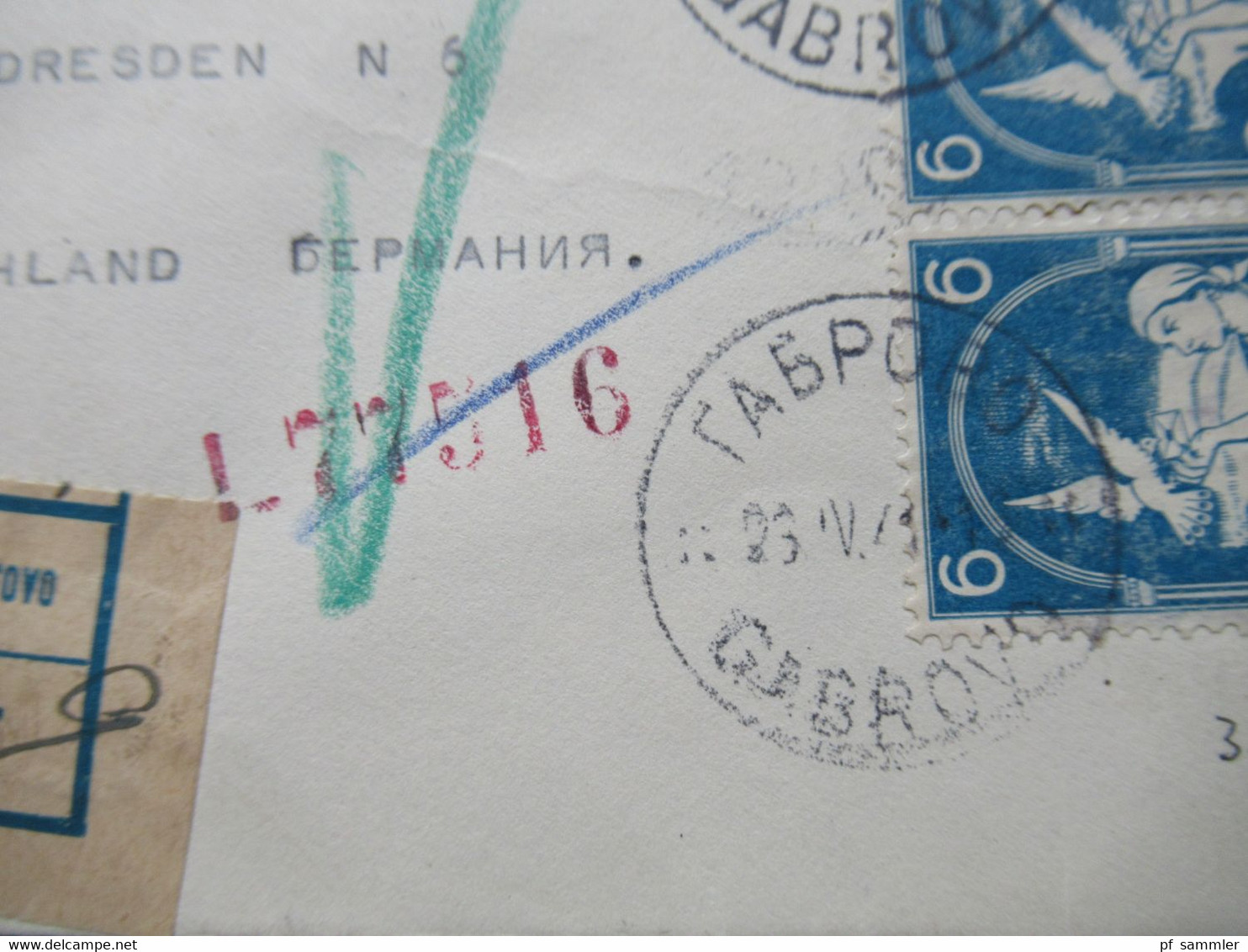 Bulgarien 1941 Brieftaube Nr. 237 Luftpost OKW Zensur / Mehrfachzensur Einschreiben Gabrovo Zensurstempel L77516 - Lettres & Documents