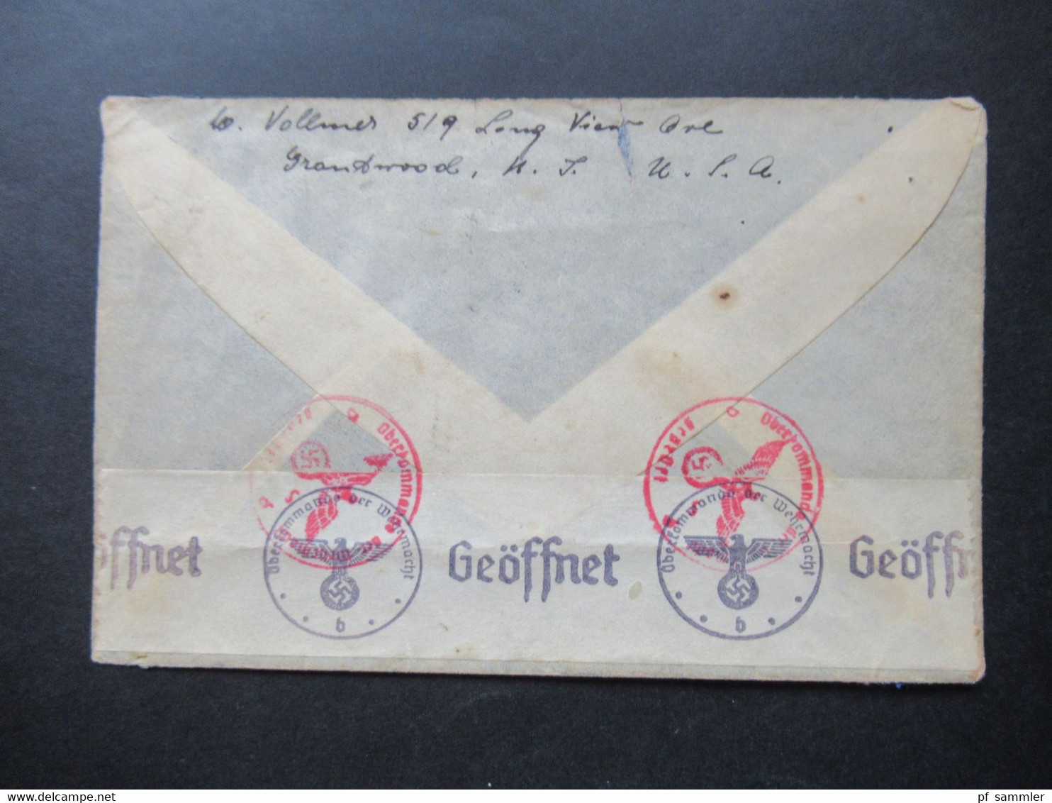 USA 1941 Zensurbeleg / Mehrfachzensur OKW Zensurstreifen Geöffnet Trans Atalantic Air Mail Cliffside Park - Bremen - Lettres & Documents