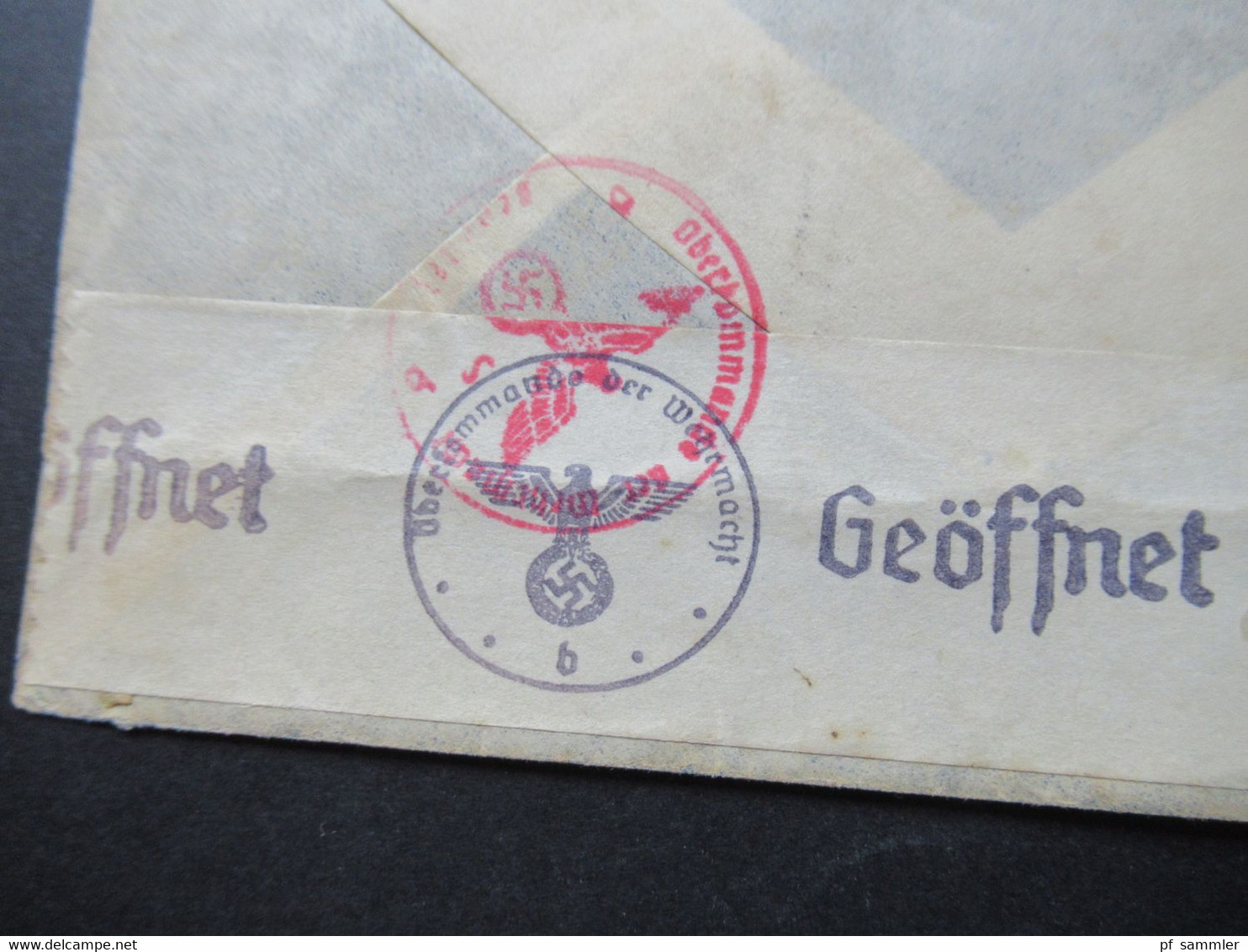 USA 1941 Zensurbeleg / Mehrfachzensur OKW Zensurstreifen Geöffnet Trans Atalantic Air Mail Cliffside Park - Bremen - Storia Postale