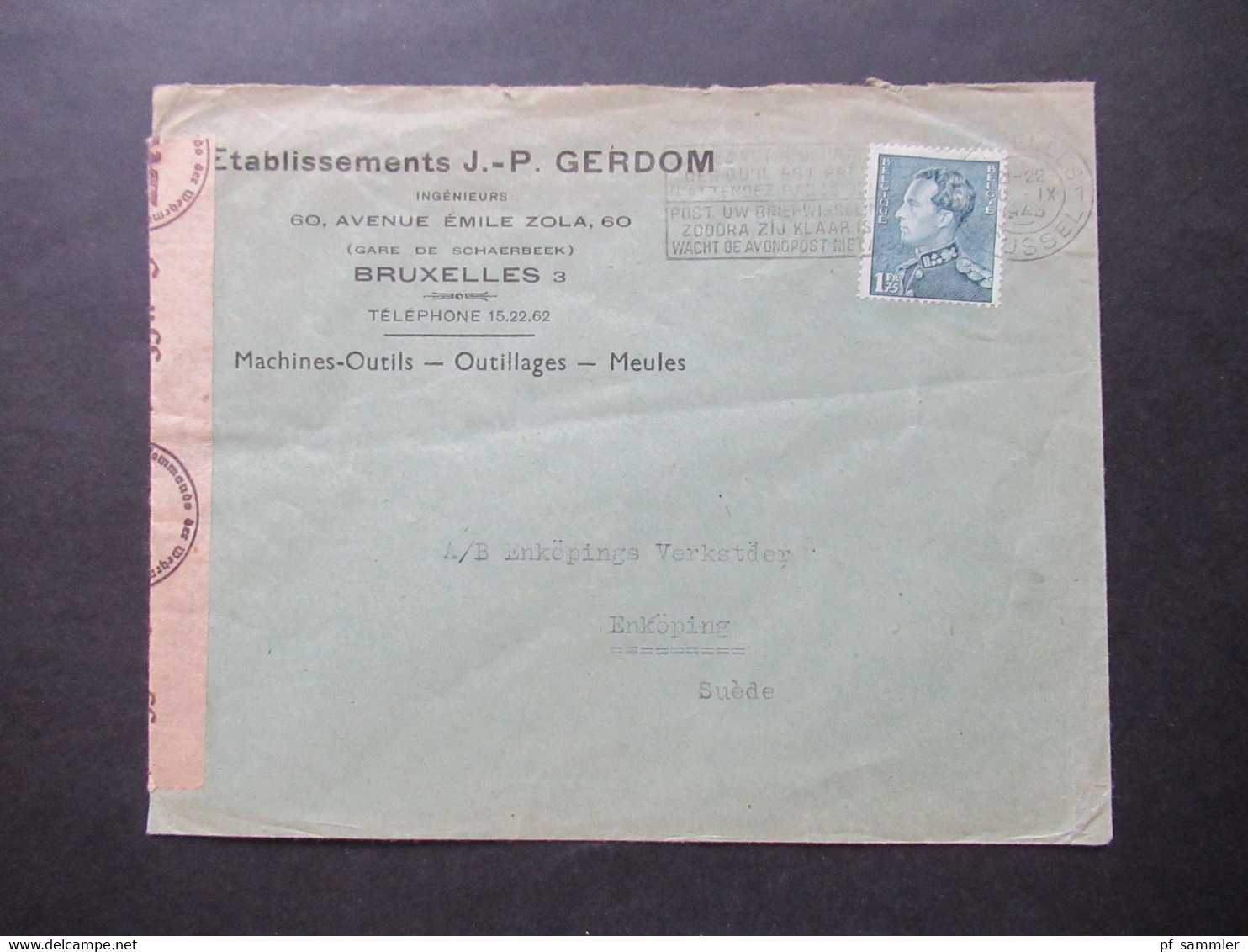 Belgien 1943 Zensurbeleg / Mehrfachzensur OKW Zensurstreifen Geöffnet Brief Nach Enköping Schweden - Storia Postale