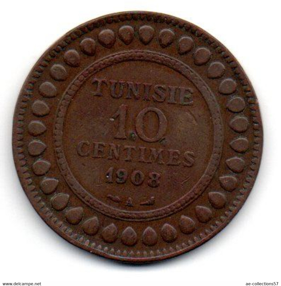 Tunisie -  10 Centimes 1908 A - TB+ - Tunesië