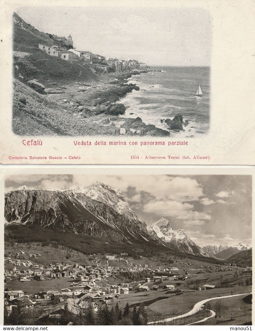 ITALIE - Lot De 4 CPA : Cefalù - Cortila D'Ampezzo - Capo Miseno - Torino - Autres & Non Classés