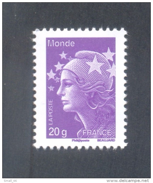 Marianne De Beaujard  -  V P "20 Gr Monde" Violet   - Adhésif TD 205 - 1 Timbre - Other & Unclassified