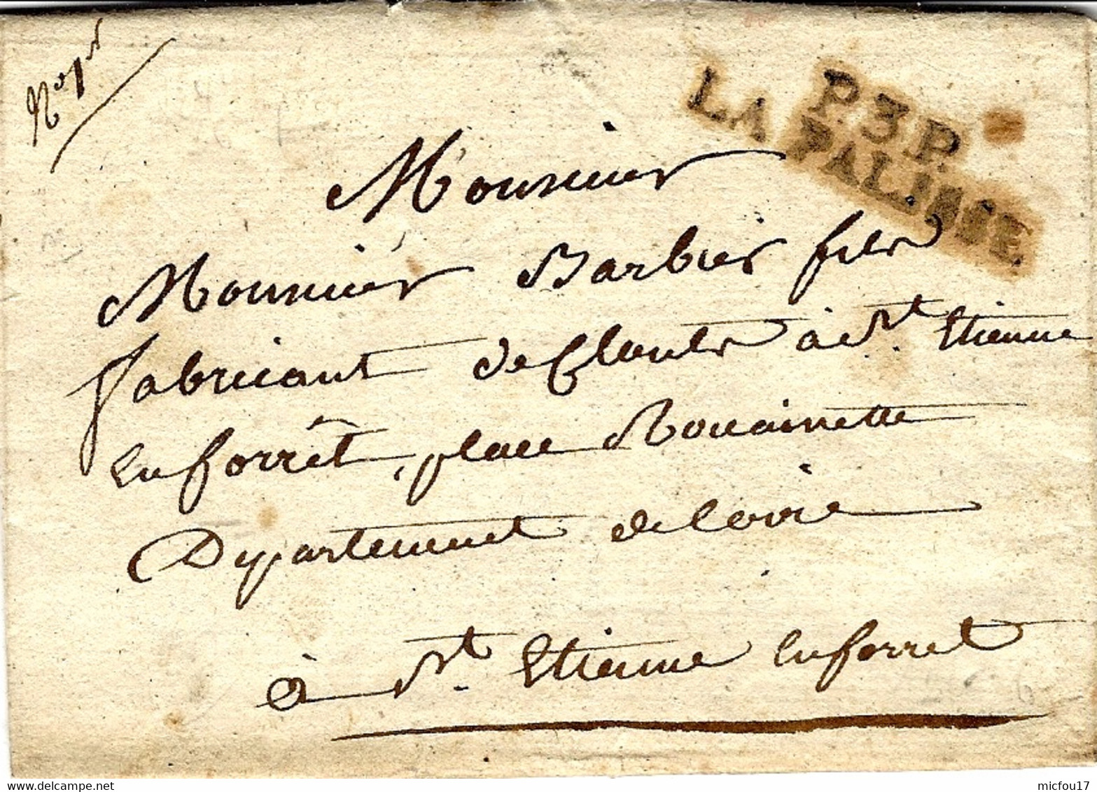 1824- Lettre De P.3.P. / LA PALISSE ( Allier )  36 X 9 Mm Noir - 1801-1848: Précurseurs XIX