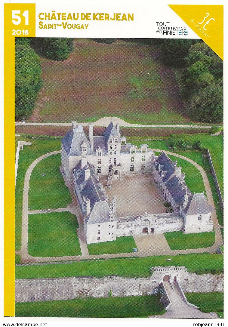 Tout Commence En Finistère - Saint Vougay (29) Vue Aérienne Du Château De Kerjean (carte Fiche N°51 - 2018) - Saint-Vougay