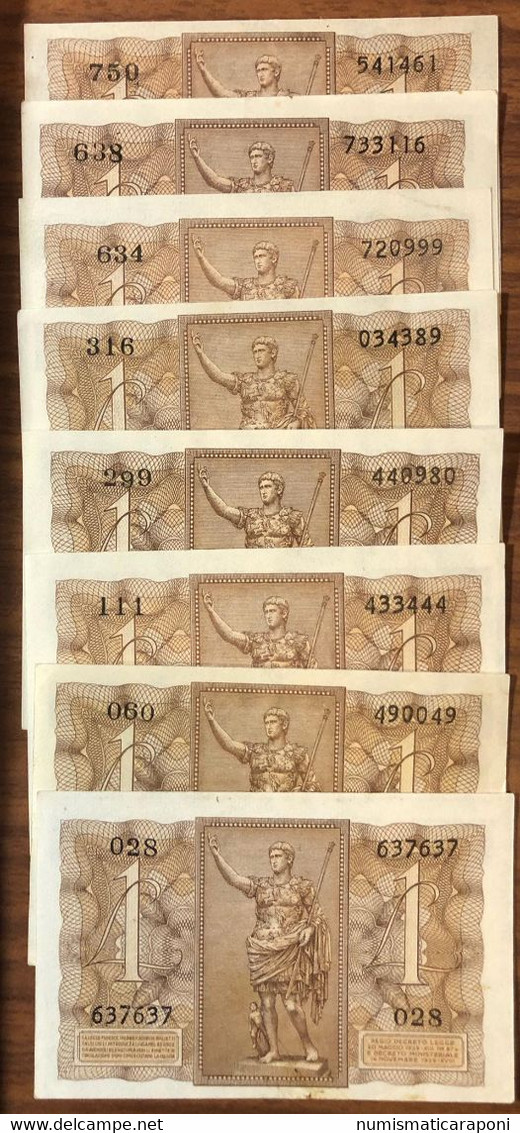 1 LIRA IMPERO 1939 Lotto Di 8 Esemplari Con Numerazione Diversa Spl/FDS LOTTO 2856 - Italia – 1 Lira