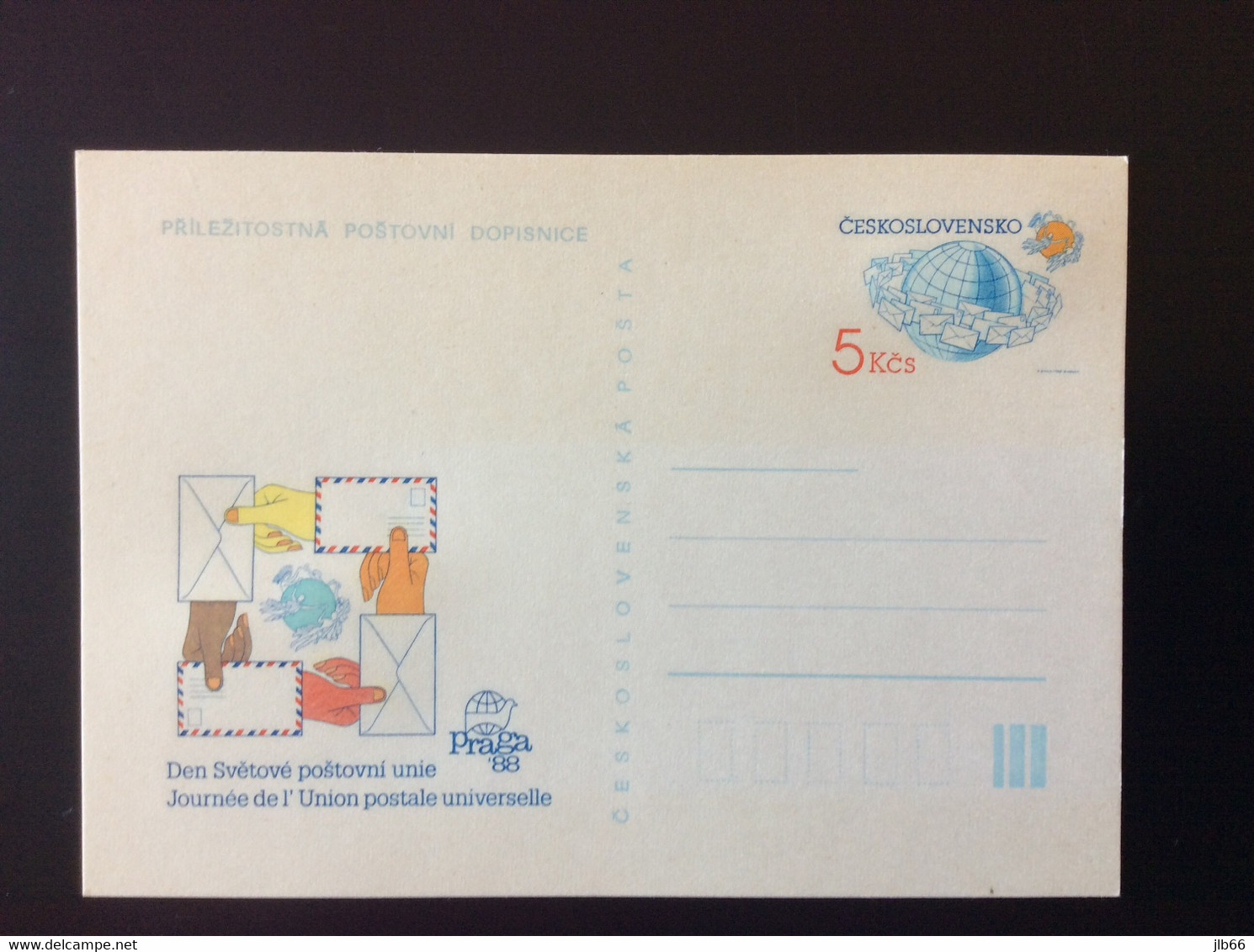 CDV 220 1988 Journée De L’ UPU Union Postale Universelle  Praga 88 - Ansichtskarten