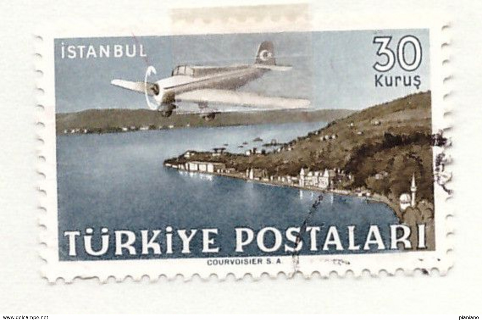 PIA - TURCHIA  : 1949-50 - Francobollo Di Posta Aerea - Aereo Vickers  Su Istambul - (Yv P.A. 14) - Luchtpost