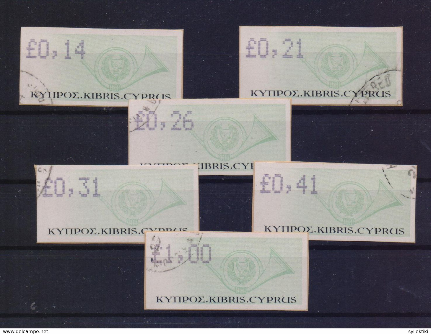 CYPRUS 2003 FRAMA VENDING MACHINE LABELS POSTHORN COMPLETE SET USED STAMPS - Gebruikt