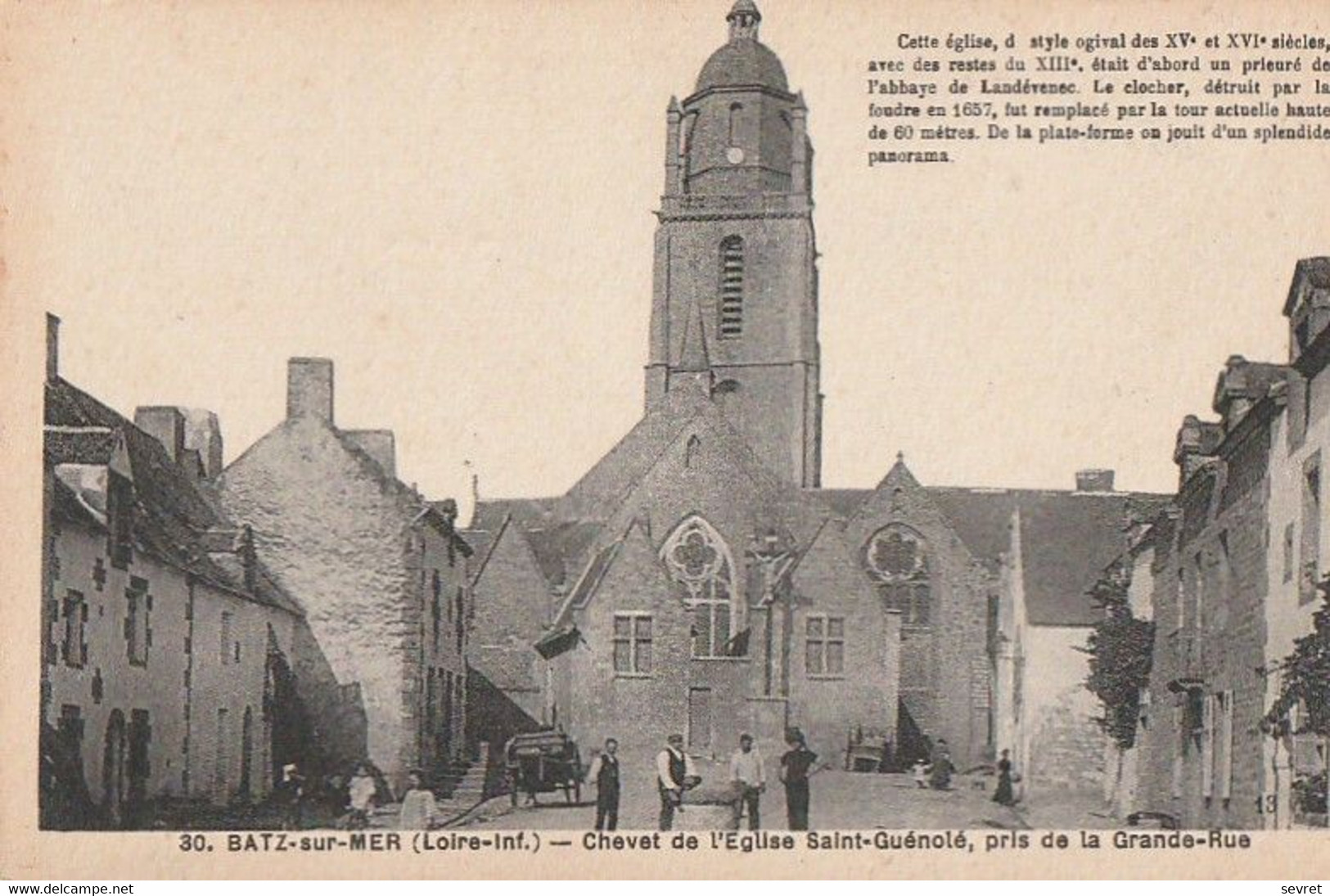 BATZ. - Chevet De L'Eglise St-Guénolé, Pris De La Grande-Rue - Batz-sur-Mer (Bourg De B.)