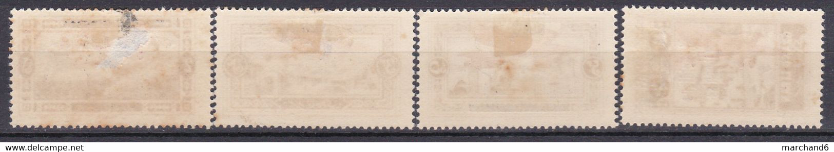 Grand Liban Timbres De 1927 Surchargés Poste Aérienne N°21/24 Neuf*charnière - Airmail