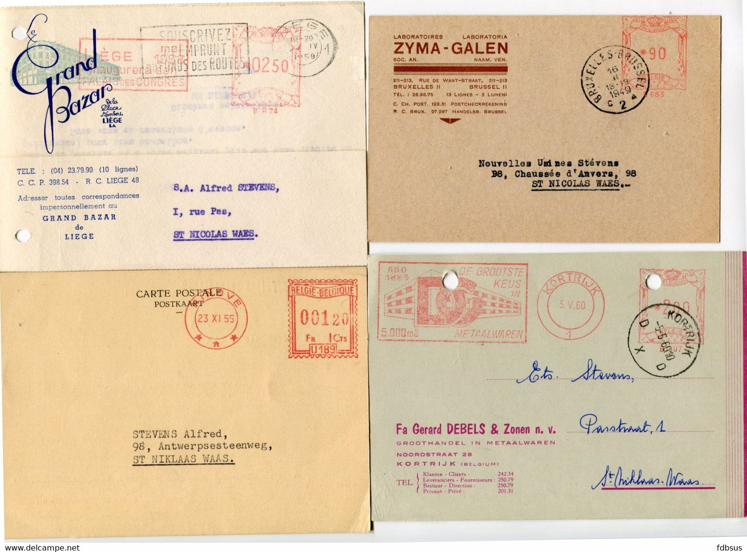 4 X Plikart / Postkaart -Tussen Jaren 30 En 60 - Verschillende Mooie Afstempelingen - Zie Hoofdingen Diverse Firma's - Other & Unclassified