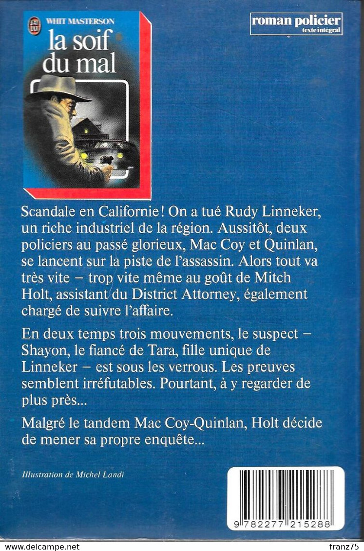 La Soif Du Mal--Whit MASTERSON-J'AI LU-1983--TBE - J'ai Lu