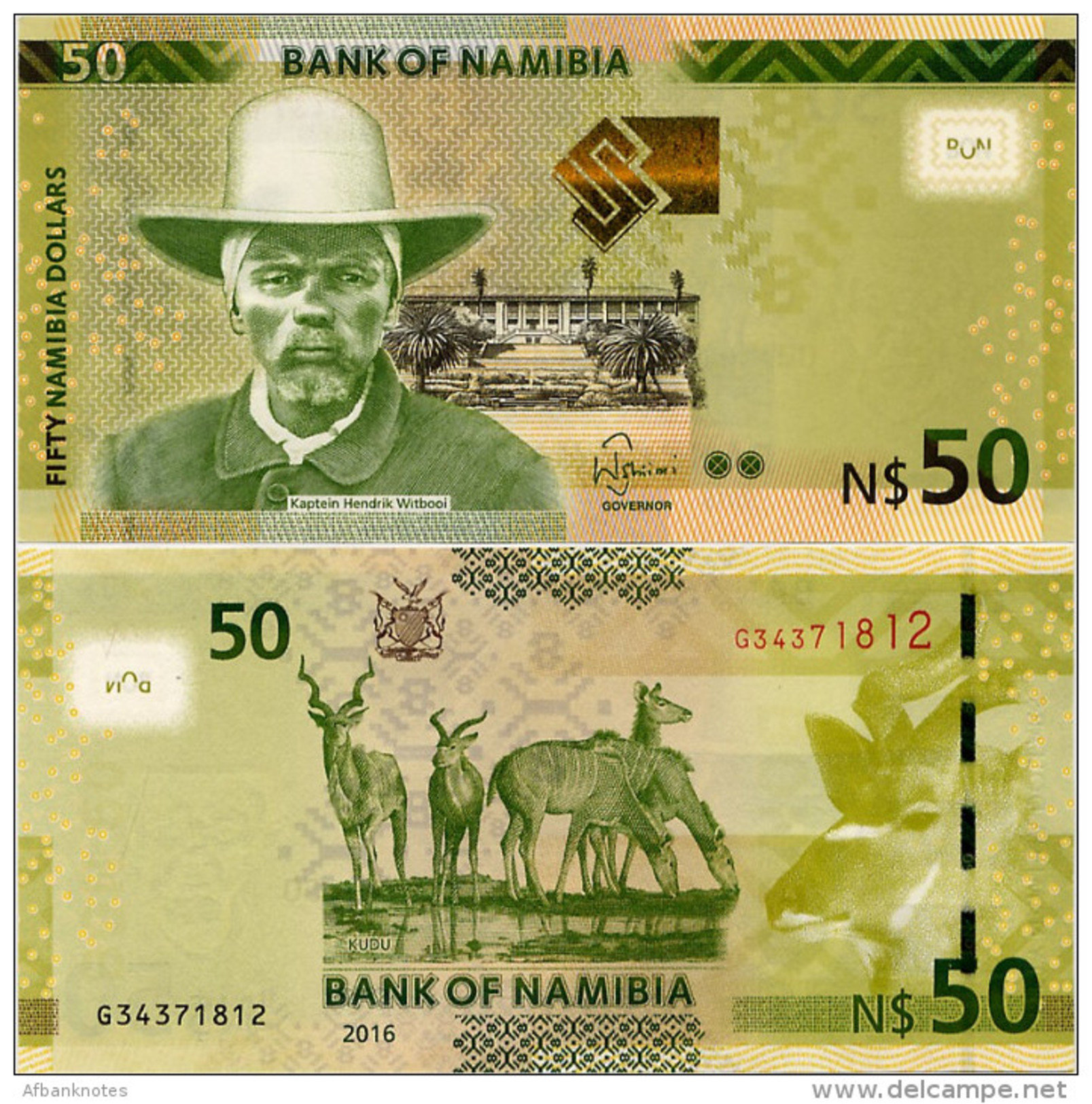 NAMIBIA       50 Dollars       P-13b       2016       UNC - Namibië