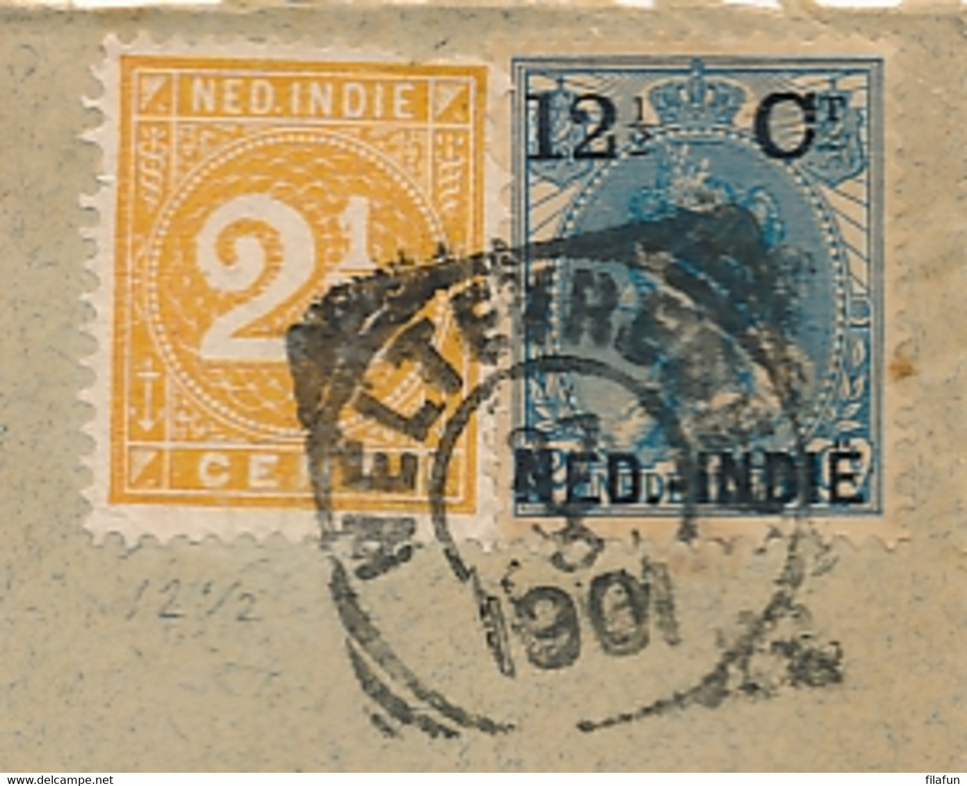Nederlands Indië - 1901 - 12,5 Op 12,5 Cent Bontkraag + 2,5 Cent - Mengfrankering Van Weltevreden Naar Den Haag - Netherlands Indies