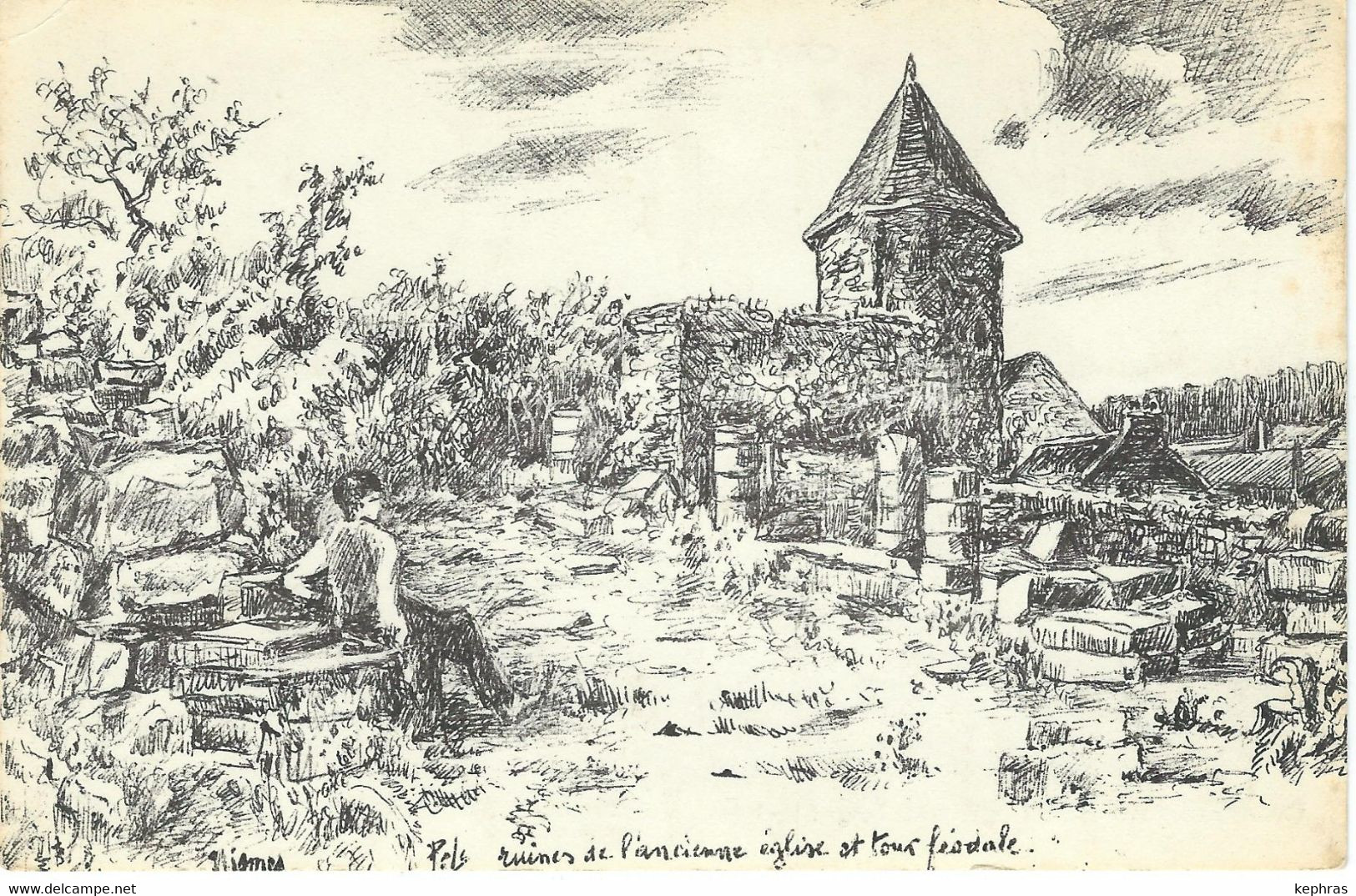 NISMES : Ruines De L'ancienne Eglise Et Tour Féodale - PEU COURANTE - Illustration PELS - Couvin