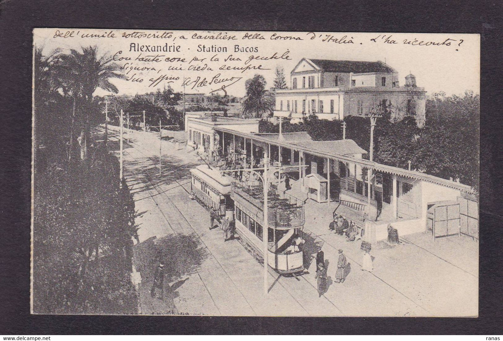 CPA Egypte Alexandrie Circulé Voir Dos Tramway Train Gare Station - Alexandria