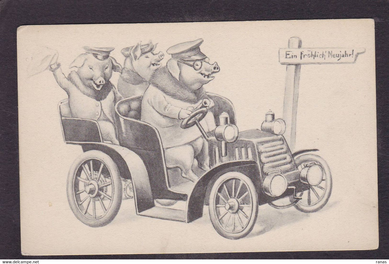 CPA Cochon Pig Non Circulé Voiture Automobile - Pigs