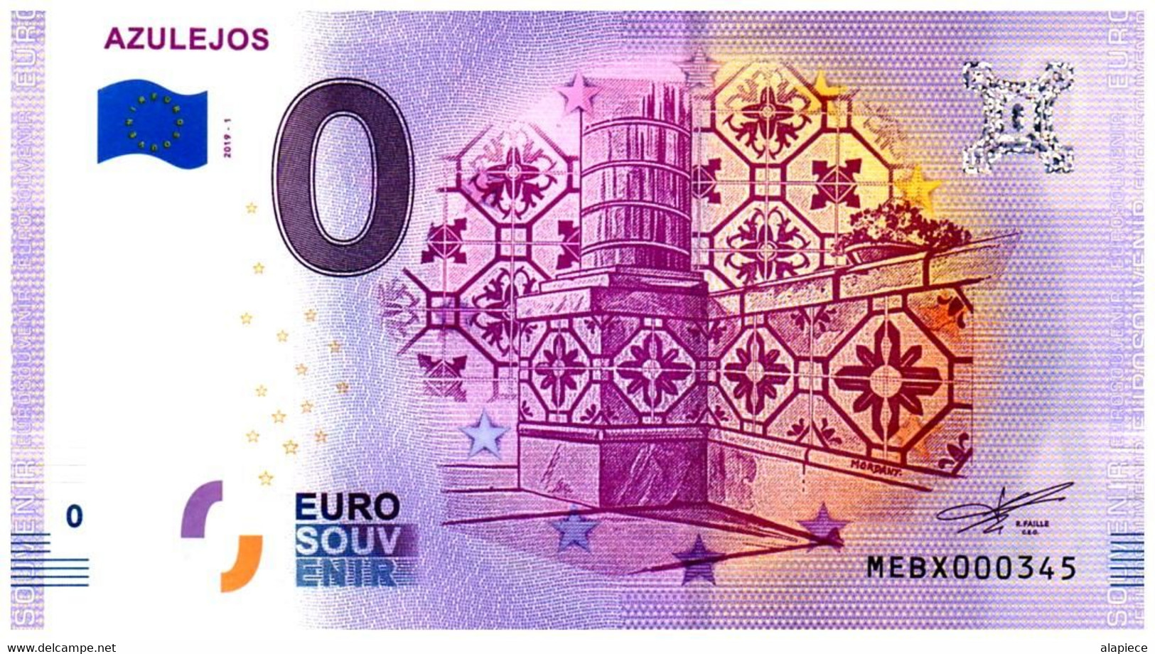 Billet Touristique - 0 Euro - Portugal - Azulejos (2019-1) - Pruebas Privadas