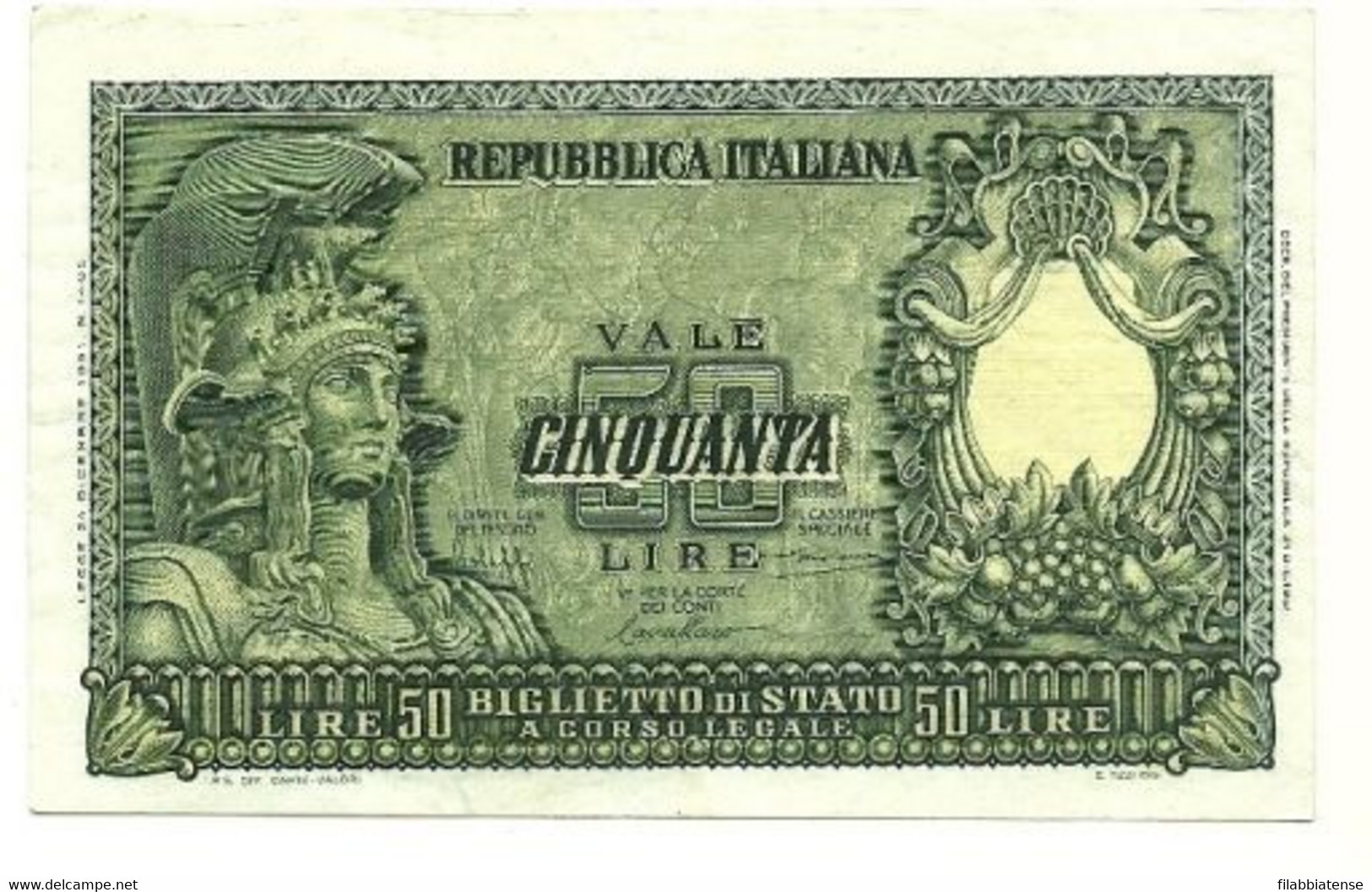 Italia - 50 Lire 1951 - Italia Elmata - Bolaffi     ---- - 50 Lire