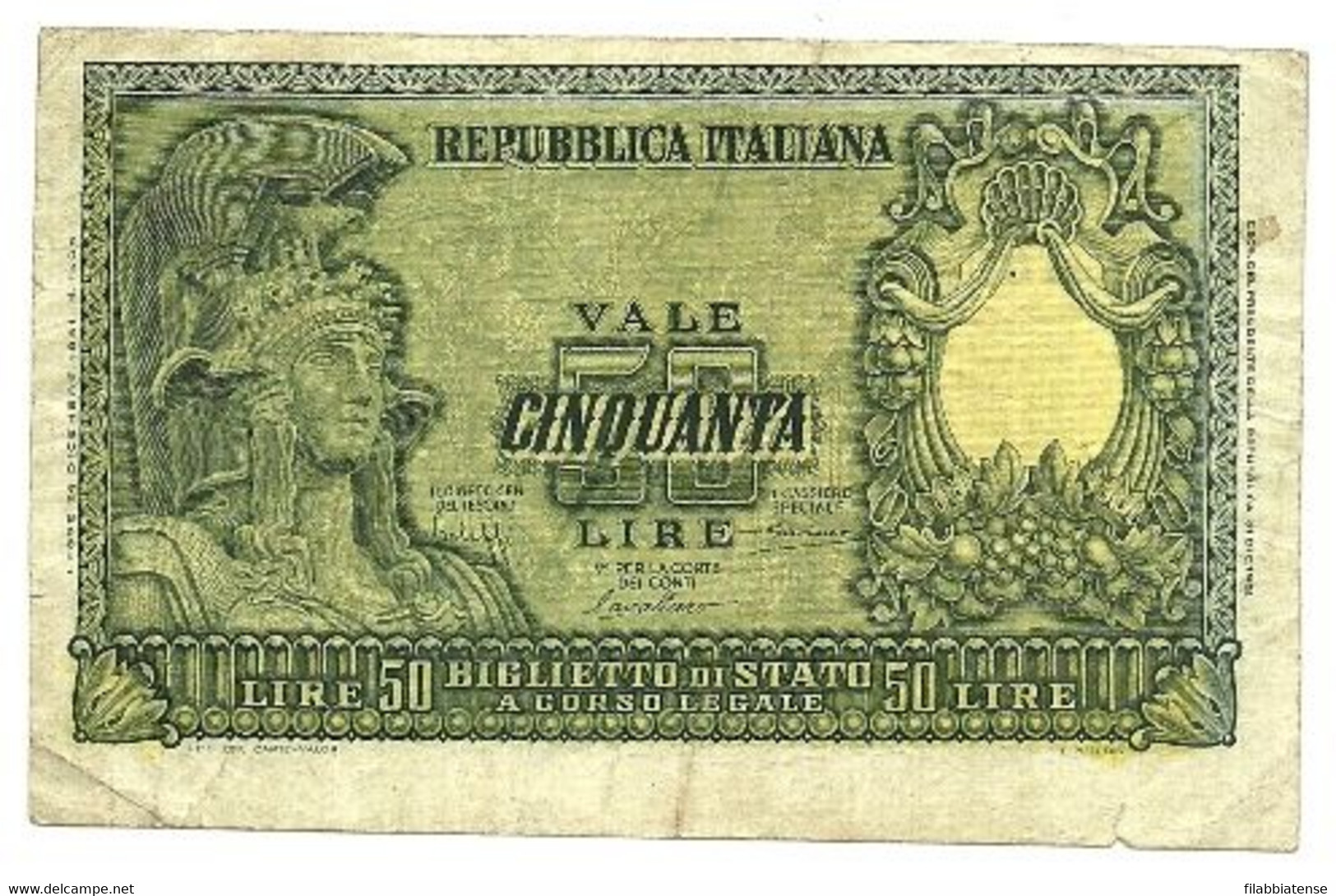 Italia - 50 Lire 1951 - Italia Elmata - Bolaffi     ---- - 50 Lire