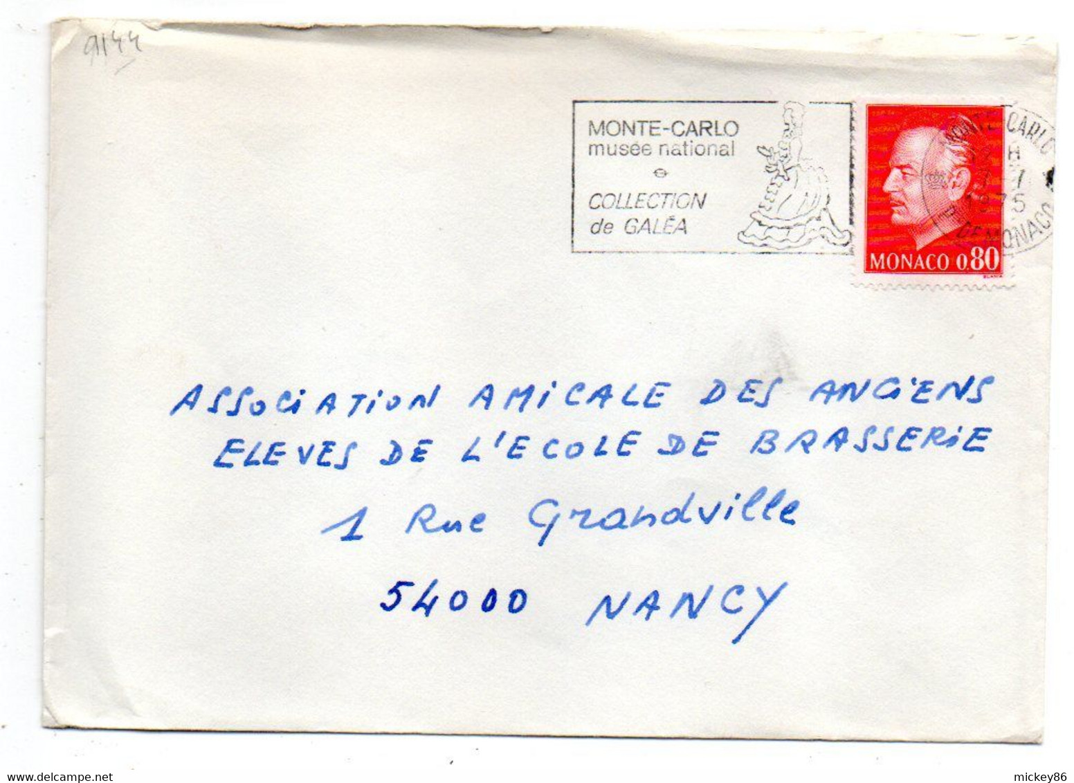 Monaco -1975- Lettre De Monte-Carlo Pour NANCY (France)....tp...cachet  Musée National Et Collec Galéa - Briefe U. Dokumente