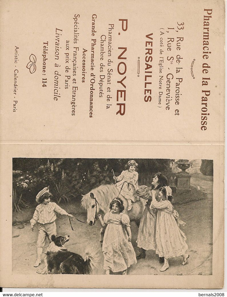 2  Petits Calendriers 1926 :Pharmacie Noyer:Versailles - Tamaño Pequeño : 1921-40