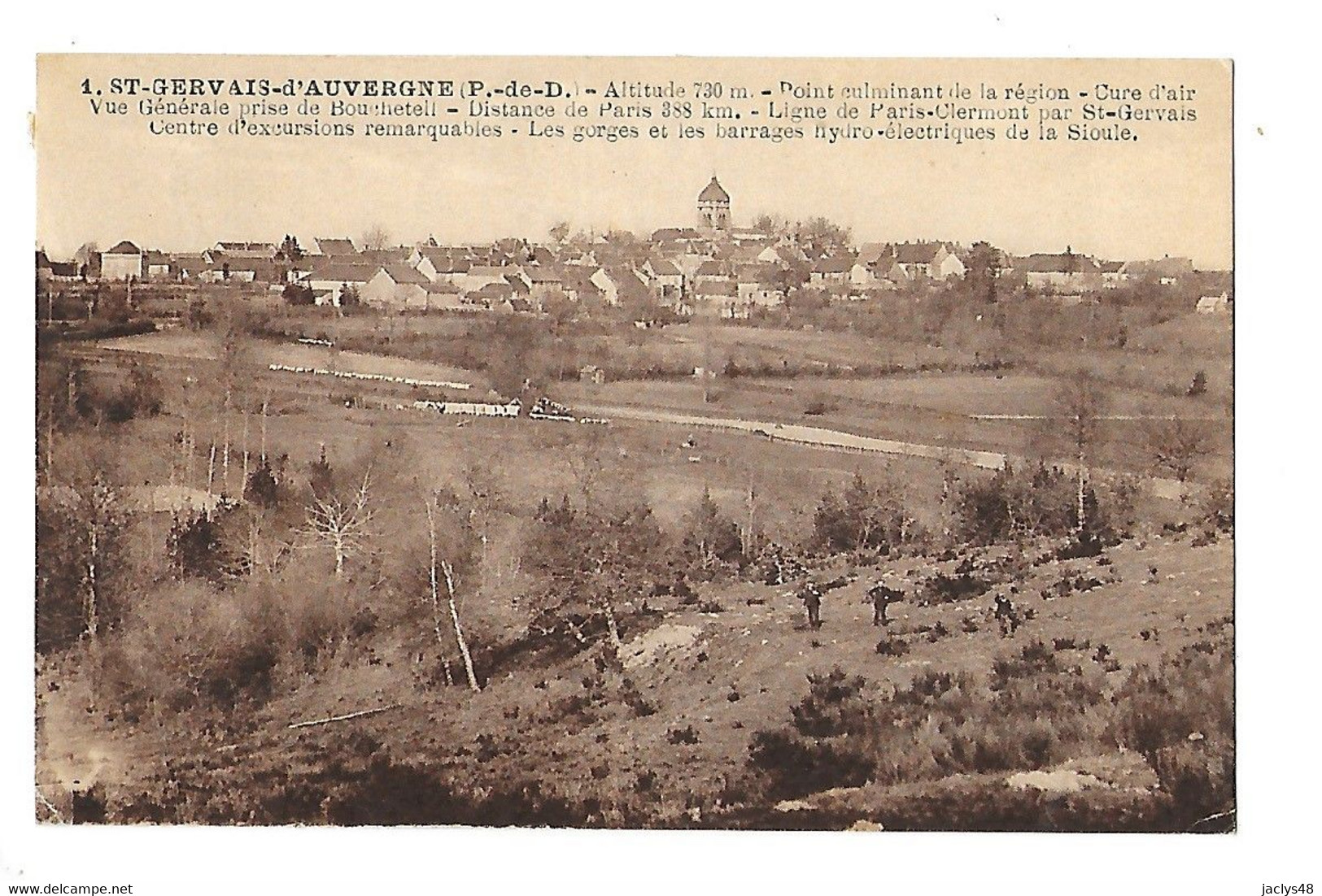 SAINT-GERVAIS-D'AUVERGNE  (cpa 63)  Vue Générale   -  L 1 - Saint Gervais D'Auvergne