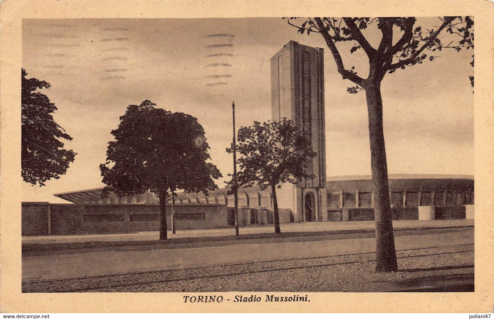 00326 "TORINO - STADIO MUSSOLINI" VEDUTA, ARCHIT. '900. CART SPED 1941 - Stadia & Sportstructuren