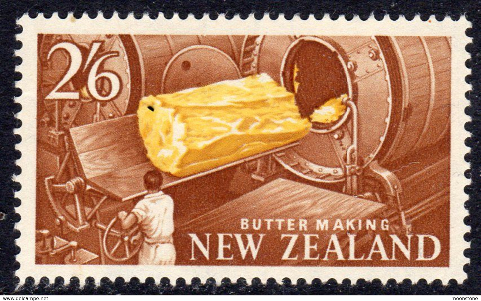 New Zealand 1960 2/6d Butter Making Definitive, Hinged Mint, SG 797 - Gebraucht