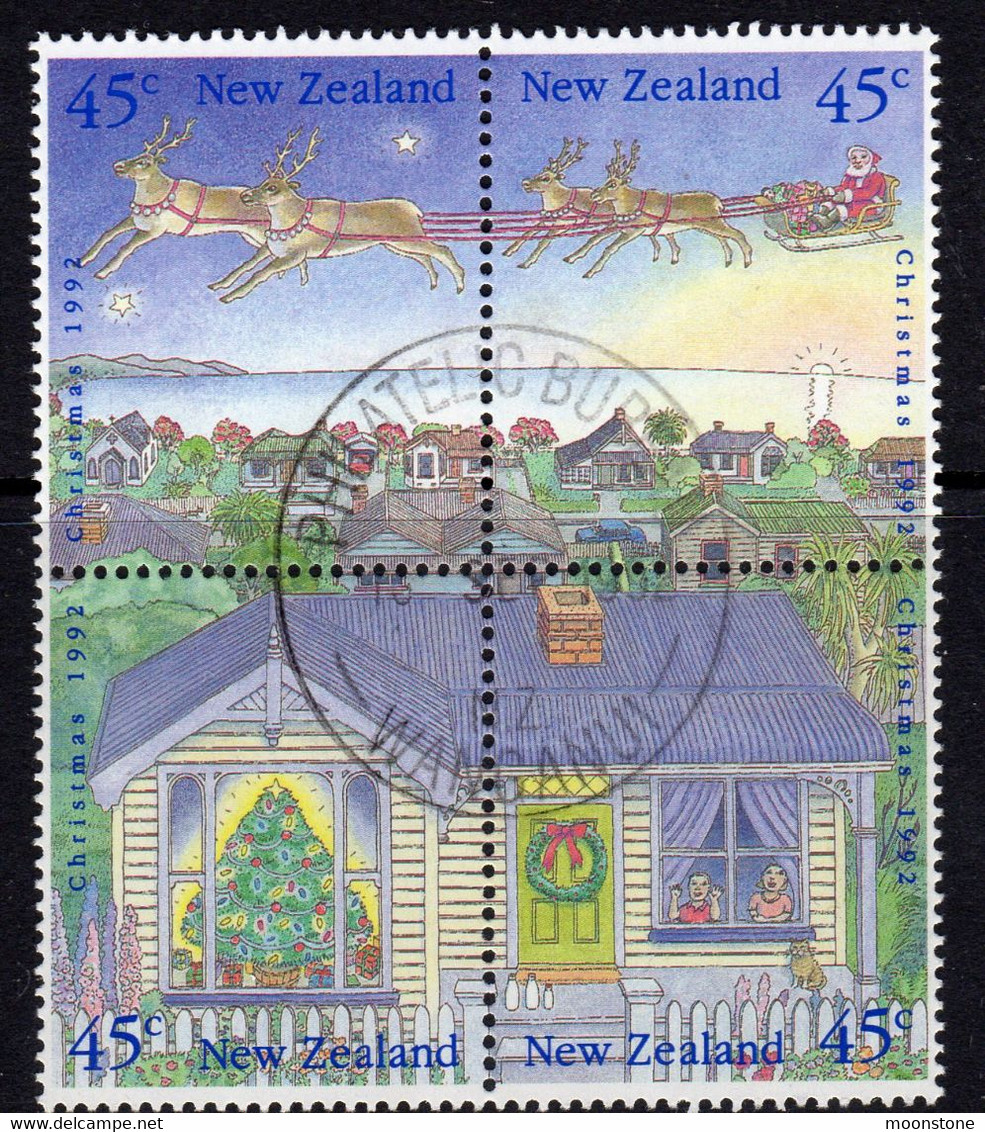 New Zealand 1992 Christmas 45c Block Of 4, Used, SG 1700/3 - Oblitérés