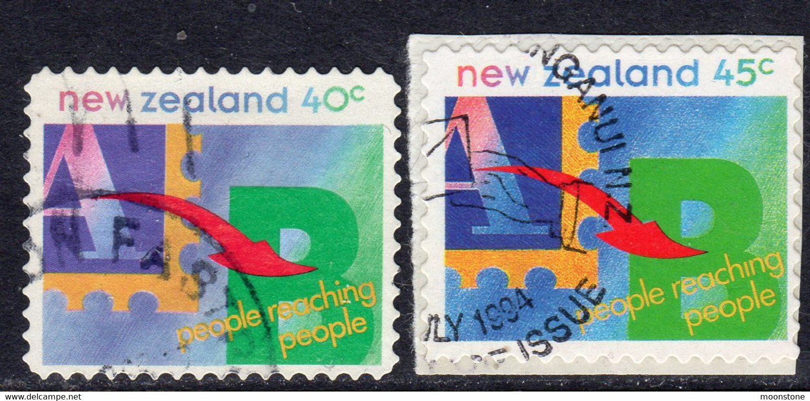 New Zealand 1994 Self-adhesive Definitives Set Of 2 ( One On Piece), Used, SG 1818/9 - Gebraucht