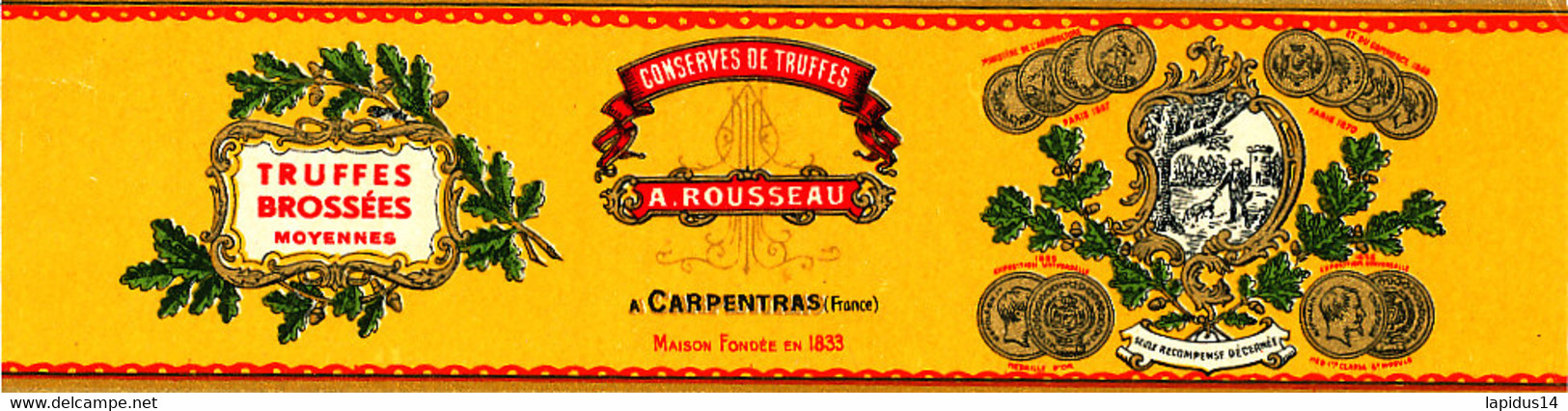 AN 1717 / ETIQUETTE    TRUFFES BROSSEES  A ROUSSEAU A CARPENTRAS - Autres & Non Classés