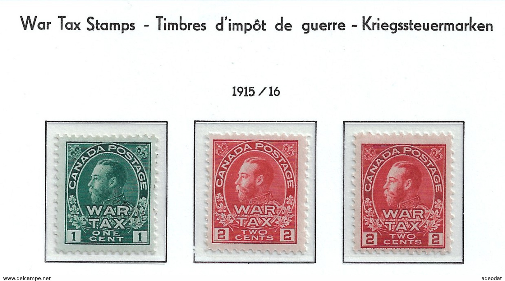 CANADA 1916 WAR TAX SCOTT MR1,MR2.MR2a MH - Oorlogsbelastingen