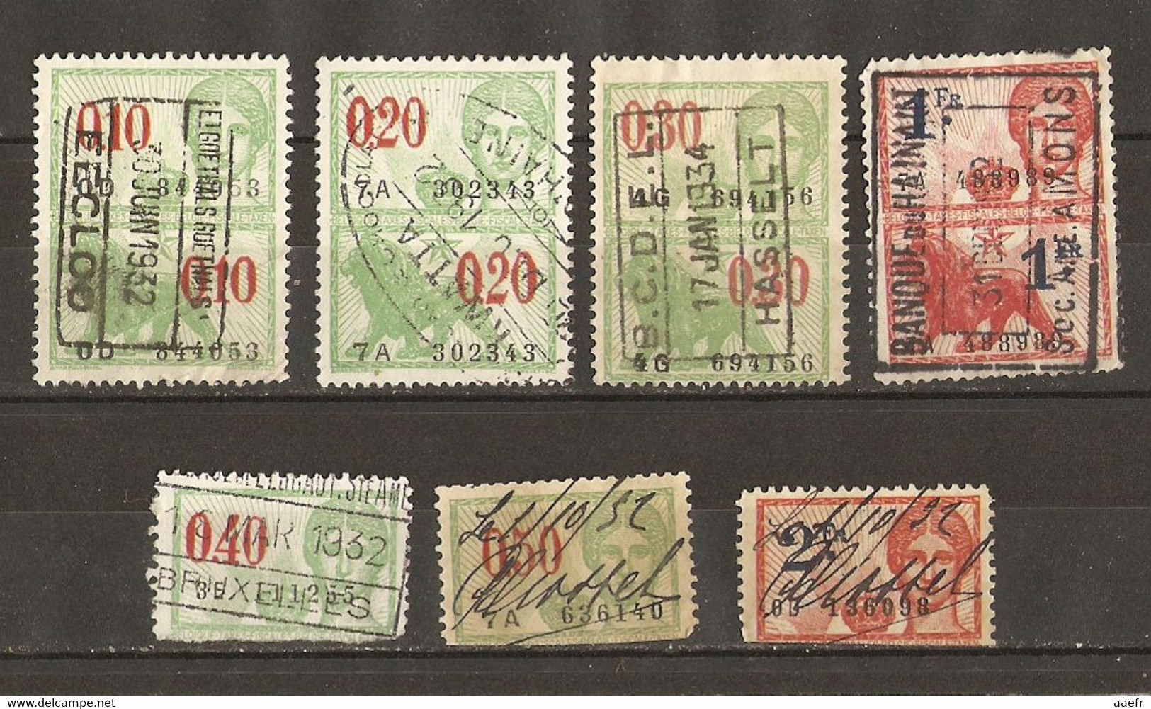 Belgique - Justice Type 5 - Petit Lot De 7 Timbres Fiscaux - 3 Demis - Stamps